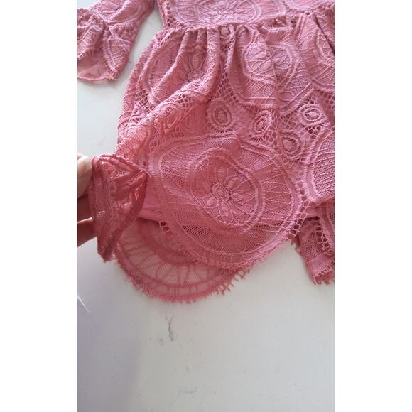 NWT Baileys Blossoms Boutique mabel lace baby dress bell sleeve floral 9-12 mth - Picture 8 of 10